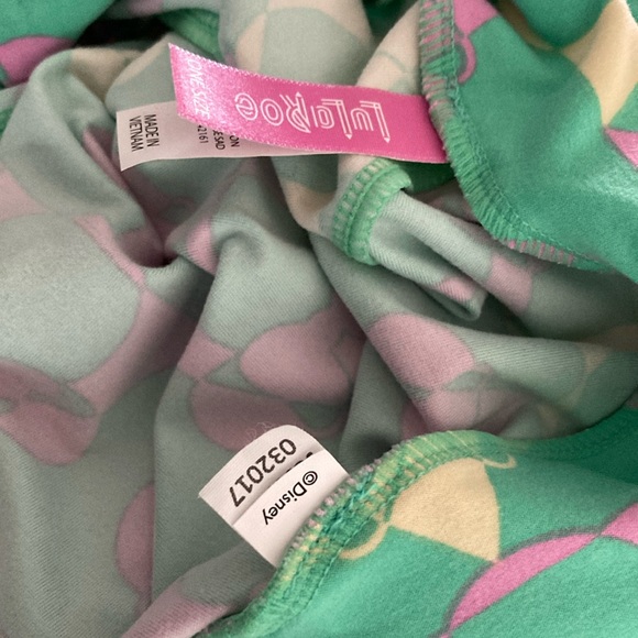 Lularoe Disney Leggings Green Pink Yellow Polyester & Spandex One Size - Picture 4 of 14